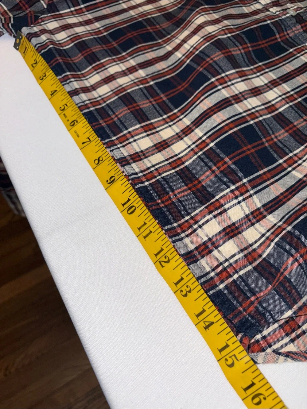 J. Crew Mercantile Flex Navy and White Plaid Button-Down Shirt long sleeves Sz L